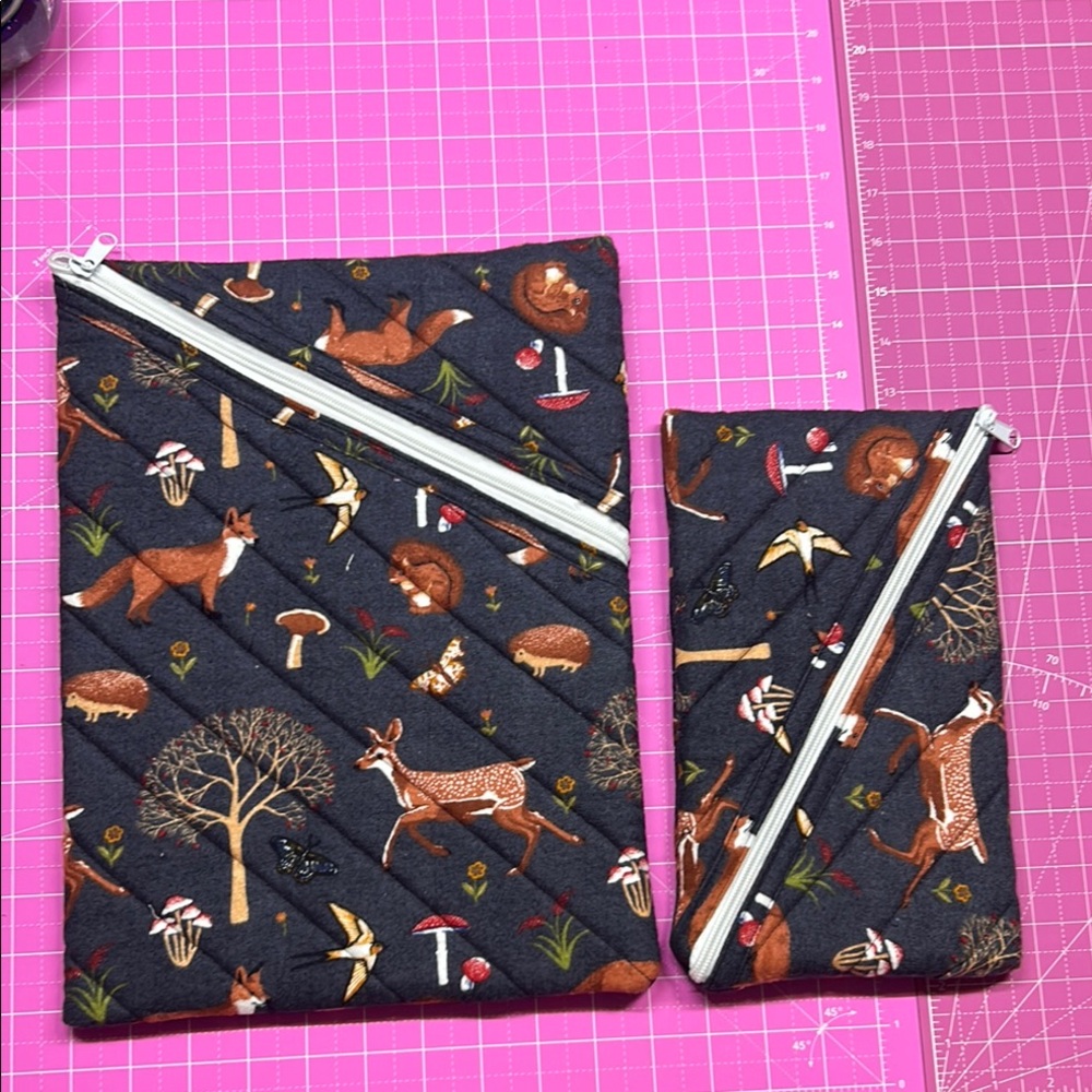 Forest Animal Print Quilted Pouches